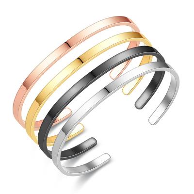 China YS Fashion Jewelry 316 Stainless Steel C Shape Bangle Custom Simple Bangle Bracelet for sale