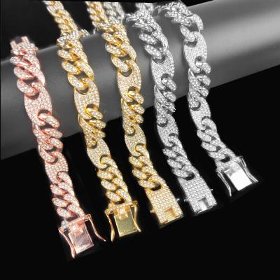 China TRENDY 12mm Hiphop Alloy Micro Paved CZ Coffee Beans Chain Nose Mens Color Plated Hog Collar for sale