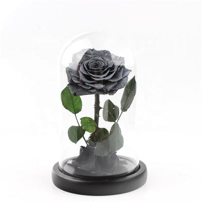 China Wedding decoration & Luxury Glass Dome Rose Preserved Flower Wholesale Forever Eternal Natural Rose Gift for sale