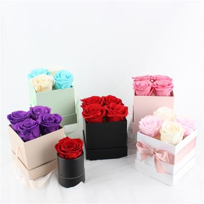 China Celebration gifts factory supply preserved roses and real natural everlasting preserved flower for round gift box for sale