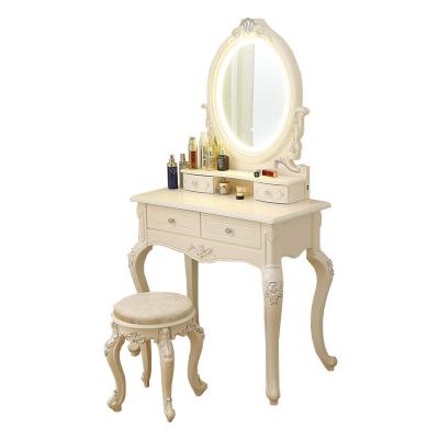 China ZZBIQS MDF Home Decor Dressing Furniture Eco-Friendly Mirror Adjustable Antique Dressing Table Designs Wooden Vanity Table Dresser for sale