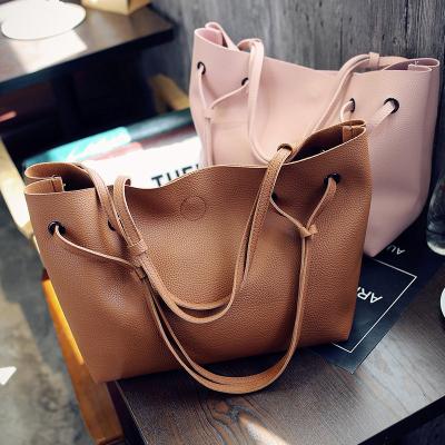 China 2021 Women Handbags Ladies Solid Color PORTABLE Luxury Packing 2 in 1 Set Leather Bags Shoulder Bags for sale