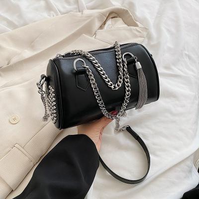 China 2022 New Fashion Rivet Cylinder Bag Candy Color Chain Purse Casual Shoulder Messenger Handbag For Woman for sale