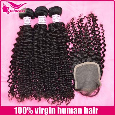 China Hot selling 2016 best quality cheap price curly curl unmixed cheap peruvian virgin hair kinky curly with closure for sale