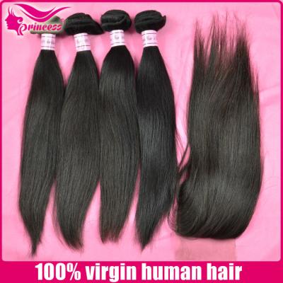 China Straight Hair With Closure Peruvian Straight Hair Wholesale High Quality 4 Bundles With Closure for sale