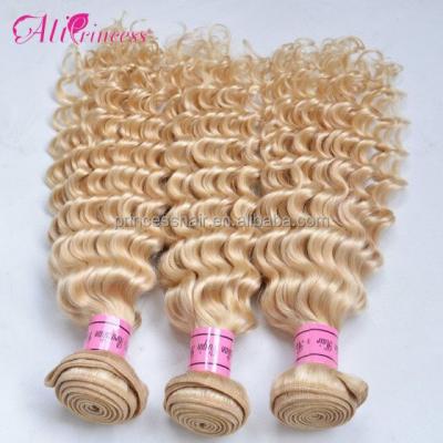 China Factory Price Top Quality Deep Wave Women's Blonde Free Shedding Indian Hair for sale