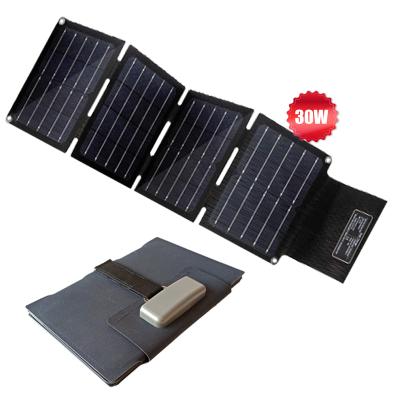 China Dual USB 30W Solar Panel Solar Panel Waterproof Charger Folding Outdoor Folding Mobile Battery Charger With 125mmx125mm for sale