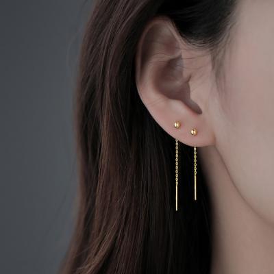 China Never Allergic And Lose To Fade Simple Fashionable Earrings Gold Thread Drop Earrings for sale