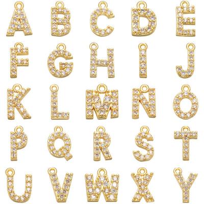 China Never Allergic And Lose To Fade Wholesale Zircon Gold Plated Word 26 Initial Letter Pendant Necklace For Women for sale