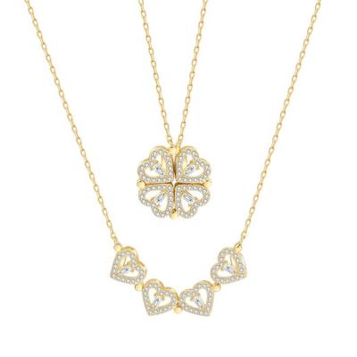 China Never Allergic And Lose To Fade Magnetic CZ Crystal Pendants For Necklace Four Leaf Clover Necklace for sale