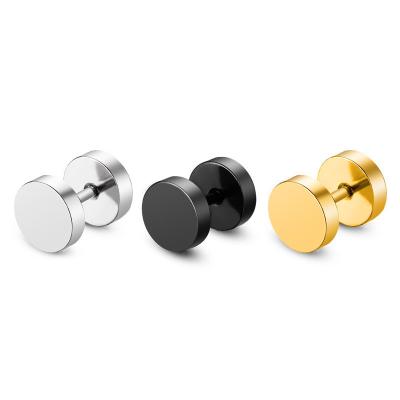 China Never allergic and lose to fade earrring fashion round stud stainless steel earring 2021 for sale