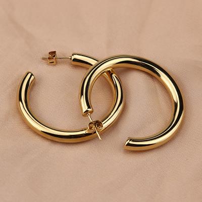 China Never allergic and lose to fade chunky 5mm gold plated hoop earrings stainless steel 2021 earrings for sale