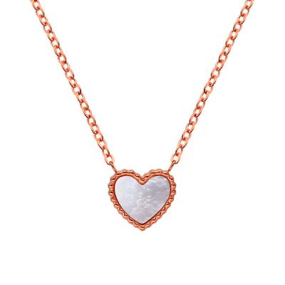 China Never Allergic And Lose To Fade Chain Necklace Rose Heart Stainless Steel Gold Pendant Necklace for sale