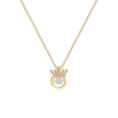 China Never Allergic And Lose To Fade Stainless Steel Gold Plated Zircon Crown Necklace Pendant for sale