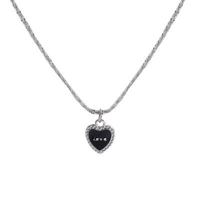 China Never Allergic And Lose To Fade Stainless Steel Chain Black Heart Pendant Necklace for sale