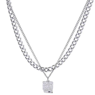 China Never Allergic And Lose To Fade Wholesale Stainless Steel Double Layer Chain Necklace Layered Necklace For Women for sale