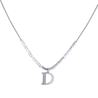 China Never Allergic And Lose To Fade Crystal Initial Word D Letter CZ Alphabet Pendant Necklace For Women for sale