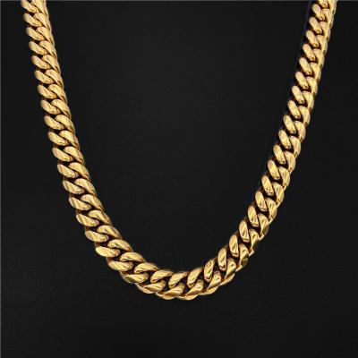 China Never Allergic And Lose To Fade 18k Gold Mens Womens Miami Cuban Link Chain Choker Necklace for sale