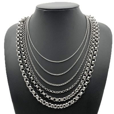 China Never allergic and lose to fade ready to ship stainless steel round chain silver necklace punk necklace for sale