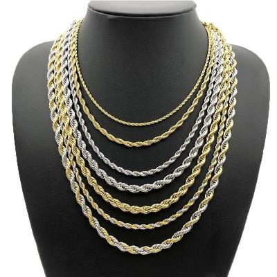 China Never Allergic And Lose To Fade 14k Gold Plated Stainless Steel Twist Cable Necklace Gold Chain for sale