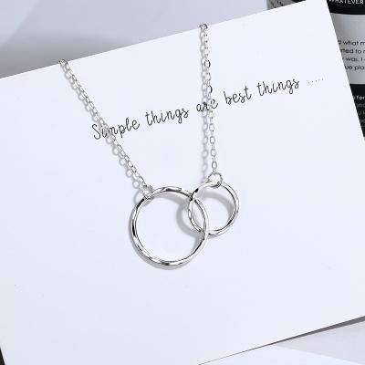 China Never Allergic And Lose To Fade Double Ring 925 Sterling Silver Necklace For Women Wholesale Jewelry for sale