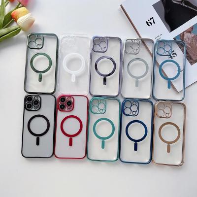 China Shockproof Magnetic Radio Charging Magsafe Phone Case For Iphone 13 pro 12 Max Soft Magnet Tpu Cover Phone Cases Cover Protector for sale