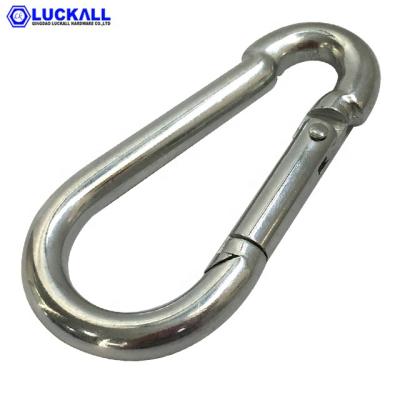 China Iron DIN5299 Carbon Steel Electric Galvanized Spring Hook Carabiner Snap Hook 8MMX80 for sale