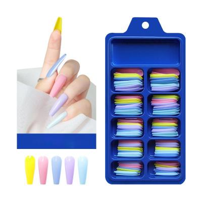 China Design 100 Pcs / Box 15 Colors Fake Coffin Nail With Glue Press On Nails Artificial Nails for sale