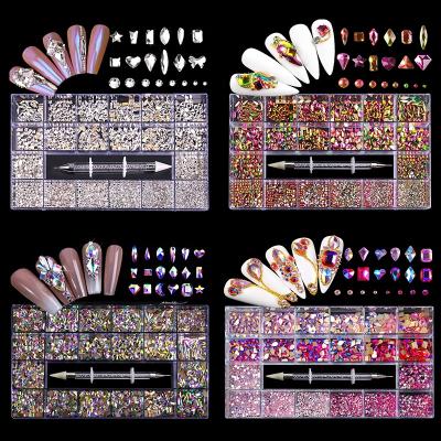 China Easy Apply Nail 3100Pcs/Box Color High Quality Diamond Art 3d Rhinestone Decoration Nail Crystal Rhinestone for sale