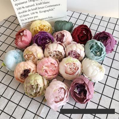 China 9cm Touch Peony Natural Silk Flower Head Of Artificial Peony Flowers For Romantic Wedding Flower Arrangement Home Decoration for sale