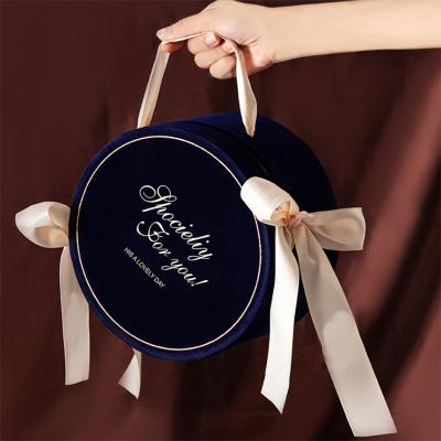 China Materials China Wholesale Recycled Custom Luxury Rigid Cardboard Favors Gift Ribbon Cylinder Round Soap Flower Paper Packaging Box For Wedding for sale