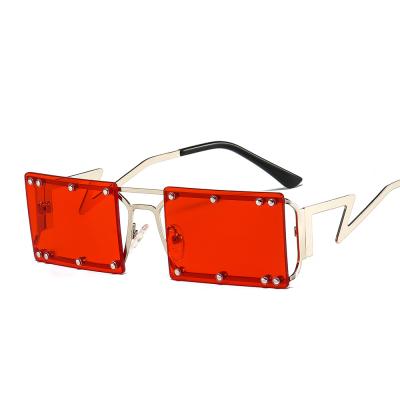 China Fashion sunglasses wholesale unisex rectangle shades small metal frame charm sunglasses for sale