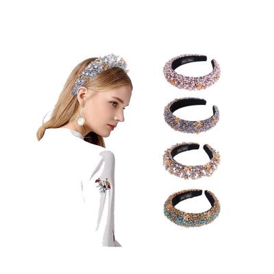 China Newest Fashionable Luxury Fashinable Wedding Headbands Beaded Sponge Beaded Headband for sale