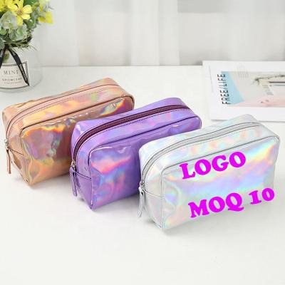 China Durable Custom Clear PVC Travel Makeup Pouch Holographic Cosmetic Bag for sale