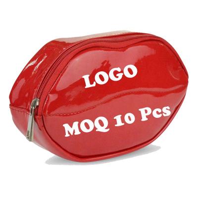 China Durable Private Labels Travel Makeup Bags PVC Lip Shaped Cosmetic Bags for sale