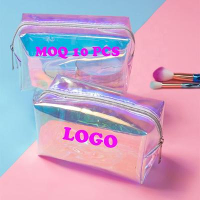 China Durable Private Label Holographic Brush Makeup Bag Clear Cosmetic Bag for sale