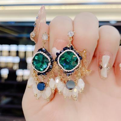 China FASHIONABLE Wholesale Luxury Rhinestone Circles Women's Ear Drop Charm Earrings for sale