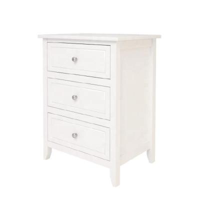 China Environmental Protection Three-Layer Drawer Furniture Bedroom Modern Minimalist White Wooden Bedside Table for sale