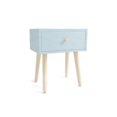 China Modern Scandinavian Style Sky Blue Living Room Bedroom Furniture Cool Wood Bedside Table for sale