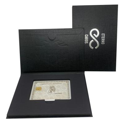 China Low MOQ Stock Paper Recyclable Ready Black Gift Card Box Packaging Printing For Metal Credit Card for sale