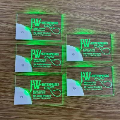 China For business card plain led business card blank acrylic laser enrgaved card with colorful lighting for sale