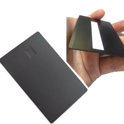 中国 America USA hotsale single matte black metal credit card with chip indentation for fiber laser marking machine 販売のため