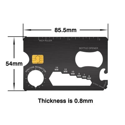 中国 America Multi Tool Black Metal Credit Card Stainless Steel Chip Groove Etched Tactical Card For Custom Laser Engraving 販売のため