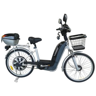 China Steel Chinese Electric Bike 48V Battery Bikes Electric Moped with Basket Tail Box and Anti-theft Alarm for sale