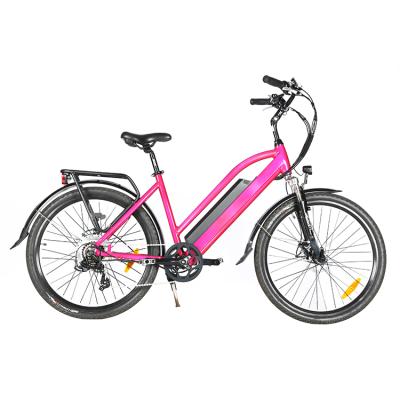 China Aluminum alloy 26 inch city female electric bike bicycle 250W frame 36V hidden lithium battery 48V electric optional for sale