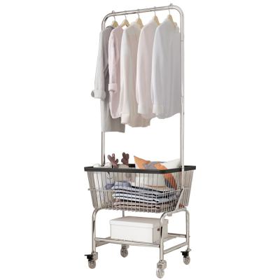 China Hot Sale 3 Metal Laundry Hamper Durable Foldable Dirty Clothes Shelves Metal Bathroom Dirty Storage Rack for sale