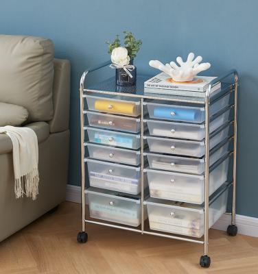 China Minimalist GMJ Factory Free Standing Sample Furniture 12 Drawer Chrome Storage Cart Rolling Cabinets With Drawers for sale