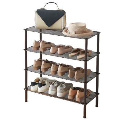 China Home Strong 4 Tiers Rustproof Stainless Steel Shoe Racks Organizer Shoe Storage Organizer Kids Shoe Rack for sale