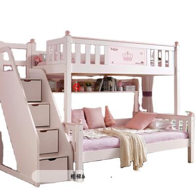 China 2021 New Design Children Kids Bunk Bed Environmental Material Solid Wood Girls Design Wooden Bunk Bed for sale