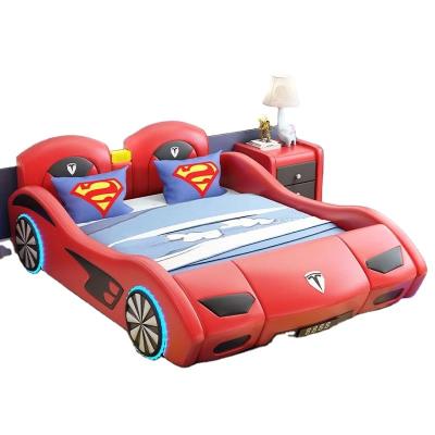 China High quality environmental material goods functional race-car-bed led double car bed frame kids car bed for sale